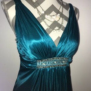 Turquoise Semi Formal Knee Length Dress